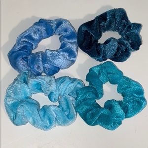 4 Blue Velvet Scrunchies